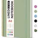 Taja Spiral Lined Notebook, 8.5"x11" Notebooks for Work, Large A4 Journal for Women & Men, College Ruled Journaling Notebook for Writing, Plastic Cover Spiral Journal, Green