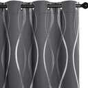 NICETOWN Grey Blackout Curtains for Living Room 84 inch Long 2 Panels Set, Noise Reducing Thermal Insulated Wave Line Foil Print Bedroom Drapes for Patio Sliding Glass Door (52 x 84)