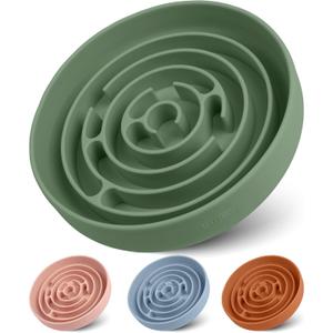 Coomazy Slow Feeder Dog Bowls, Silicone Dog Bowl with Suction Cups, Slow Feeder & Non-Slip Design, Boredom and Anxiety Reducer, Suitable for All Breed Dogs, Avocado Green