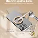 1 pack TONEOF 68" Magnetic Selfie Stick Tripod with Aluminum Strong Magnetic Holder for Magsafe, 360 Rotatable Travel Phone Tripod Stand with Metal Ring & Rechargeable Remote for iPhone/Android(Beige Gray)