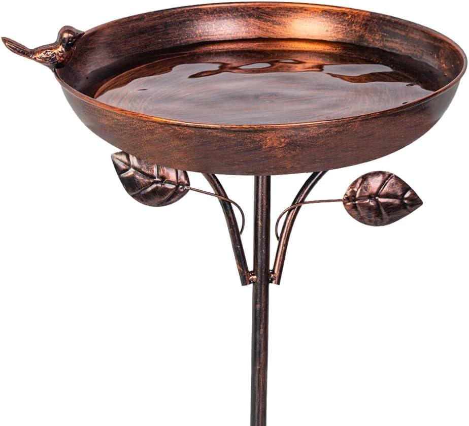 VEWOGARDEN 38" Tall Metal Bird Bath for Outside, Outdoor Bird Bath Feeder with 5-Pronged Stake for Garden, Yard, Patio Decor, Antique Bronze