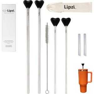 Anti Wrinkle Straw - Stainless-Steel anti-wrinkle drinking straws, Reusable Straws with Cleaning Brush - Eco-Friendly Vs Plastic - Two 40 oz Tumbler Compatible Straws - 4 Straws Total