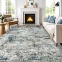 5x7 Washable Area Rug for Living Room: Modern Abstract Rugs Soft Non-Slip Low-Pile Indoor Floor Carpet for Bedroom, Dining Room, Nursery (BlueGreyBrown, 5'x7')