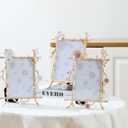 Gold Frame,golden branches Textured Picture Frame,Vertical Display,Tabletop & Wall Display,Perfect for Home Decor,Commemorate Wedding and Graduation,Art,1-Pack (Gold-Pink, 4 * 6inch)