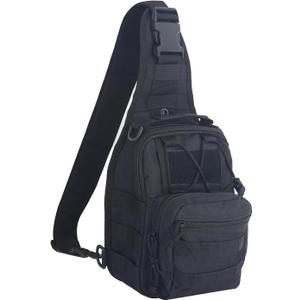 FAMI Outdoor Tactical Bag Backpack, Military Sport Bag Pack Sling Shoulder Backpack Tactical Satchel for Every Day Carry (Black)