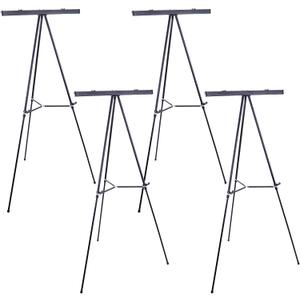 U.S. Art Supply 66" High Boardroom Black Aluminum Flip Chart Easel & Presentation Stand (4 Pack) - Adjustable Floor/Tabletop, Portable Tripod, Holds 25 lbs., for Chart Paper, Poster Boards, & Pads