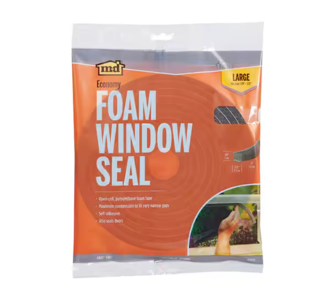 MD Building Products 02097 3/8 in. x 1/2 in. x 17 ft. Gray Economy Foam Window Seal for Large Gaps, Large
