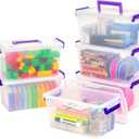 IRIS USA 5 Qt. Plastic Storage Bins with Lids, 6 Pack, Craft Storage Container, Sensory Bin, Organizing Containers for Home, Office & Art Supplies, Stackable, Clear (5 Qt. - 6 Pack)