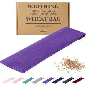 Qomfor Microwave Heating Pad - Large Microwavable Wheat Bag Heat Pack for Neck and Shoulders, Pain Relief, Back Pain, Arthritis, Period Cramps - Reusable Lavender Heating Pad (Purple)
