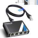 NEWCARE Gigabit Ethernet Splitter 1 to 4 with 3.3ft LAN Cable, 1000Mbps High Speed 1 in 4 Out RJ45 Multi Port Internet Splitter for Cat5e/6/7/8, 4 Devices Simultaneously Networking, Plug & Play