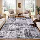 6x9 Area Rug, White and Black Rugs for Living Room, Foldable 6x9 Boho Carpet for Bedroom, Stain Resistant, Washable, Easy to Clean Living Room, Bedroom, Indoor Carpets for Nursery, Dorm