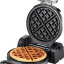 Reemix Waffle Maker, ​180° Rotating Belgian Waffle Maker Round Classic Belgian 4-Piece, Evenly Baked | Non-Stick | Fast Preheat​​, Black+Silver