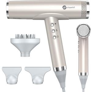 slopehill Professional Hair Dryer with Diffuser, Ionic Hair Dryer,Lightweight Compact Powerful & Fast Salon Blow Dryer with High Speed Brushless Motor, Travel Hairdryer, Women & Men (Ceramic, Stone)