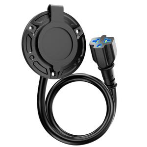 Heavy-Duty 20A 125V AC Port Plug, 12AWG RV Shore Power Inlet Plug with 5-in-1 T-Blade Adapter, 16" Cord AC Power Inlet Socket Plug for RV Trailer Boat Outdoor Electrical Receptacle
