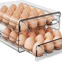 HIYOHIYO Clear 40 Egg Holder for Fridge, High Capacity Egg Storage for Refrigerator, Large Egg Container for Refrigerator, Stackable Eggs Storage Trays for Countertop (2 Layer, 9.8"x 8.5"x 5.5")