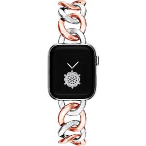 Kolgios Cool Chain Smartwatch Bands Compatible for Apple Watch Bands Stylish Replacement Watch Strap for Iwatch, Size: 42mm(Series 10/11)/41mm/40mm/38mm (Sliver/Rosegold)