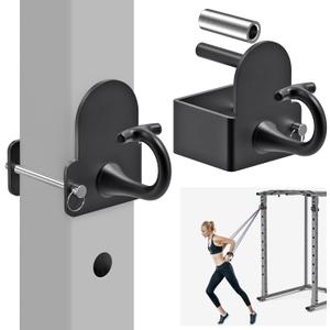 Kipika Anchor for Resistance Bands Fits 3" x 3" Power Rack with 5/8" or 1" Hole - Heavy Duty Steel Hooks with Rubber Pads for Home Gym Workouts, Strength Training,and Physical Therapy Exercise, 2 Pack