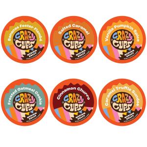 Crazy Cups Flavored Coffee Pods Variety Pack - Coffee Flavors for the Keurig K Cups Machine, Recyclable Single Serve Cups, 24 Count (Pack of 1) (EXP 06/25/28)