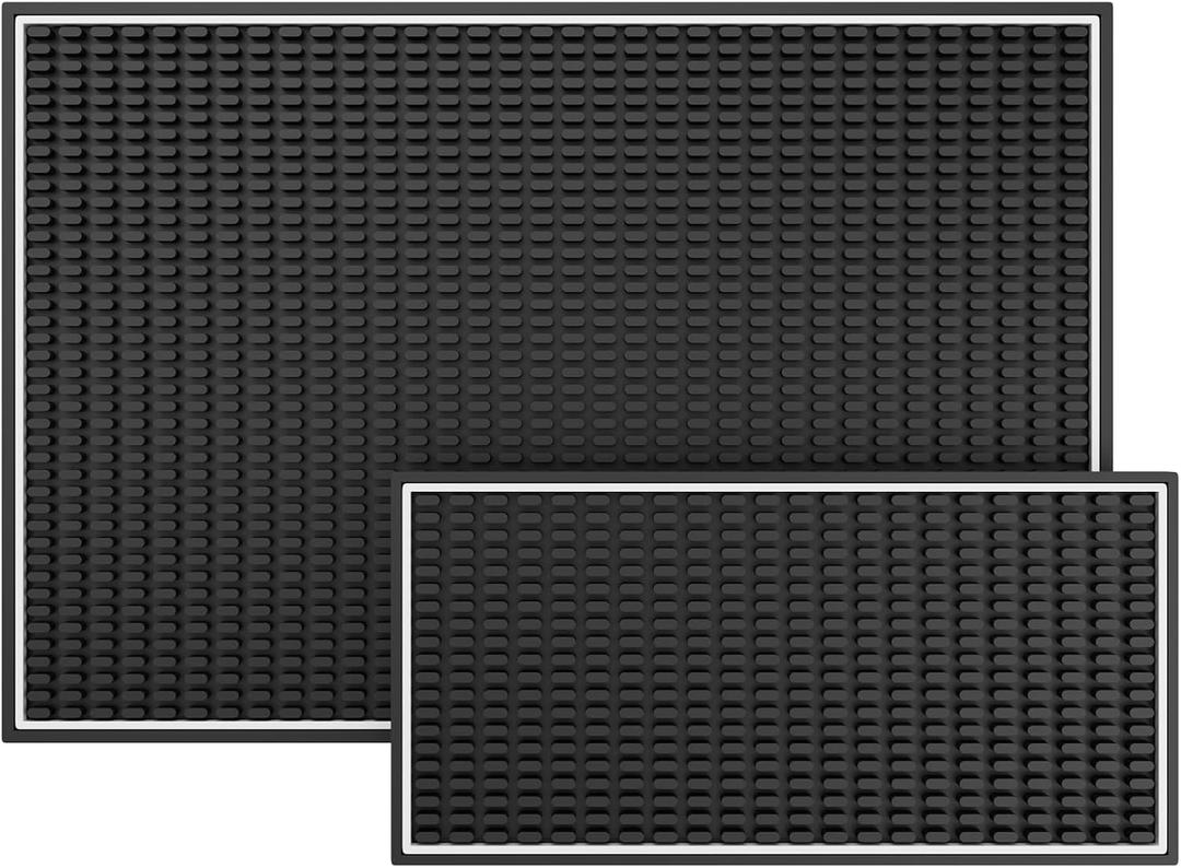 Premium Bar Mat, Premium A Bar Above Heavy Duty Bar Mat, 0.4in Thick Durable and Stylish Service Rubber Bar Mat for Spills, Coffee, Bars, Restaurants and Counter Top Dish Drying Mat, 2Pack