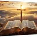 ZXHYWYM Christian Pictures Jesus Wall Art Bible and Cross Painting Sunrise Landscape Canvas Prints Religious Spirit Scripture Poster Living Room Office Decor (16" x 24"), 24L" x 16W"