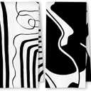 ArtisaEura Abstract Black and White Kitchen Towels Set of 2, Modern Minimalist Wavy Line Art Dish Tea Towels for Kitchen, Contemporary Decor Hand Towels for Bathroom, 16x24 Inches