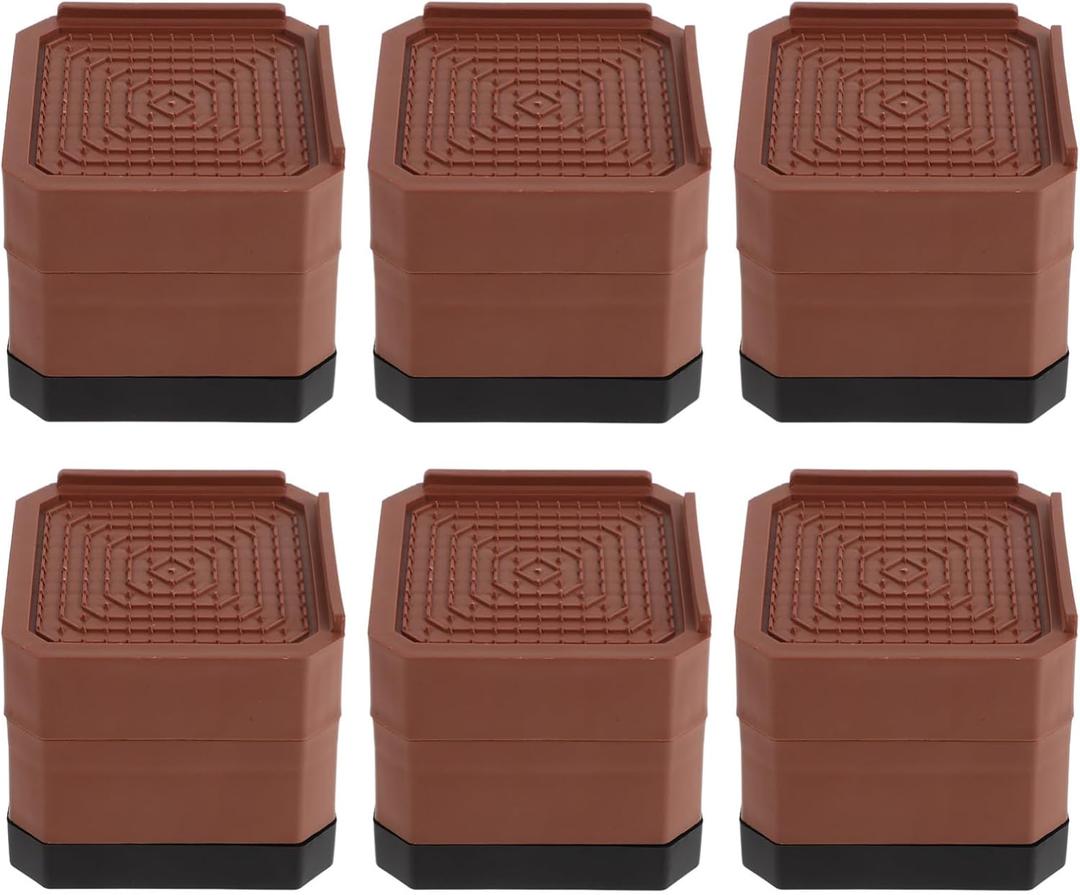 6 Pack Anti-slip Soundproof Mat Washing Machine Shockproof Pad Furniture Grippers for Chair Leg Washer Pad (Brown)