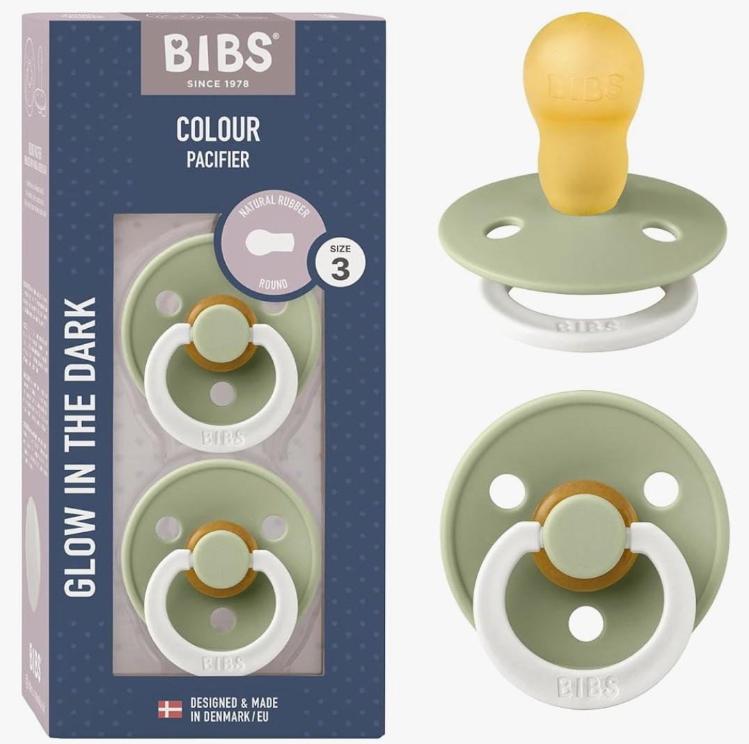 Bibs Pacifiers Color Collection, Set of 2 BPA-Free Latex Pacifiers Made in Europe, Round Nipple Baby Pacifier, Size 3