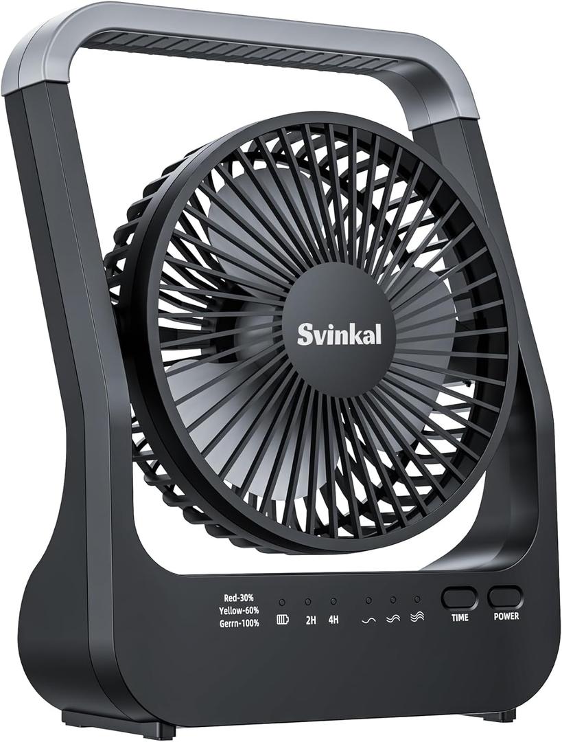 Battery Powered Fan, 10000mah Portable Desk Fan with Timer, 3 Speeds, Whisper Quiet, 180 Rotation, Portable Fan for Office, Bedroom, Outdoor, Camping (grey)
