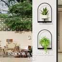 Black Metal Wall Plant Holder - 2-Pack Wall Mounted Plant Stands and Hanging Holders for Indoor Planter and Flower Pot - Arch Decor Shelf for Plant Storage (Pot Not Included)
