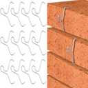 12 Pack Brick Hook Wall Clips Installed Require More Than 1/8" Brick Gap Fits 2-1/4 to 2-2/5 Inch High Bricks Mounting Without Drilling for Outdoor Hanging Wire Wreath (Silver)