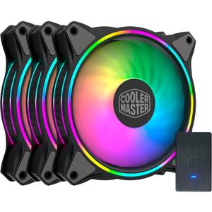 Cooler Master MasterFan MF120 Halo 3n1Fans, Duo-Ring ARGB Customizable Lighting, 120mm PWM Static Pressure, ARGB Header Extender For PC Case, Liquid and Air Cooler (MFL-B2DN-18NPA-R1),Black