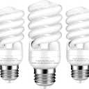 E26 Base 13W 2700K 900lm CFL Light Bulbs, T2 Spiral (60Watt Equivalent) Soft White Compact Fluorescent Light Bulbs, UL Approved, 120v 60Hz, Self Ballasted, Indoor Use (3 Pack)