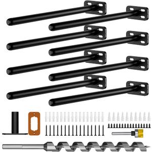 8pcs Wall Shelf Brackets Heavy Duty Floating Shelf Bracket Hidden,Invisible Black Shelving Brackets Decorative Floating Shelf Hardware Heavy Duty,Metal Shelf Support Bracket(10"-8pcs)