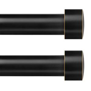 TONIAL 2 Pack Curtain Rods for Windows 48 to 84 Inches(4 to 7 ft), Telescoping Splicing 3/ 4 Curtain Rod 32 to 86 Inches(2.6 to 7.1ft), Decorative Single Drapery Rod with Round Cap Finial, Black