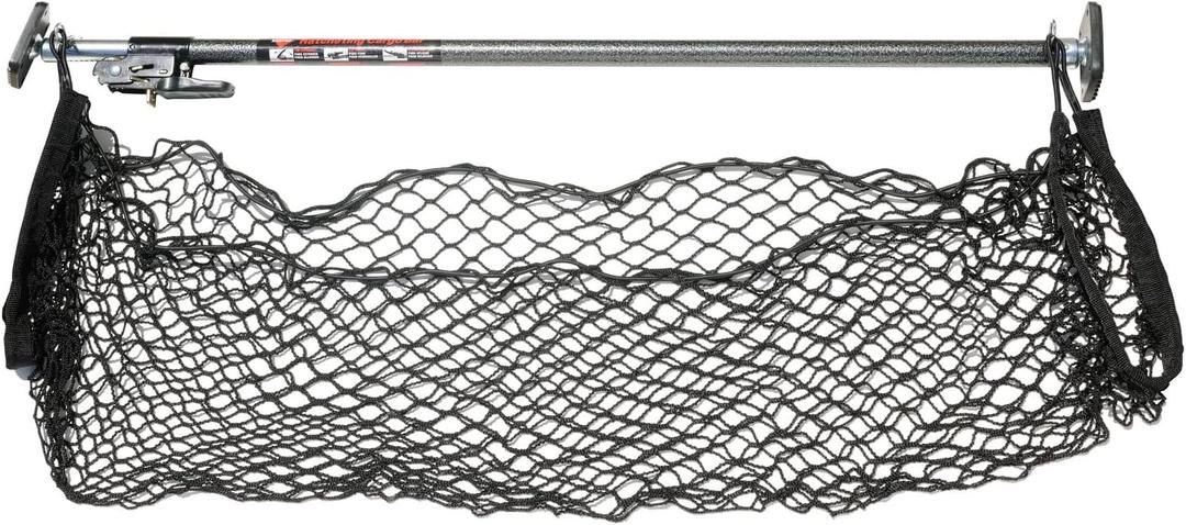 KEEPER Ratcheting Cargo Bar - Rubber, Black/Silver, Adjustable from 40"-70" - Comes with 60 x 24 Storage Net (5060), For Truck