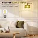 Floor Lamp for Living Room,Gold Floor Lamp with Green Glass Shade,Modern Standing Lamps with 3000K Warm Light Bulb,Vintage Tall Light for Bedroom Office Reading Room Corner