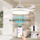 STERREN 42 Inch Retractable Ceiling Fans with Lights,Modern Bladeless LED Ceiling Fan Lights with Remote Control, Smart White Bedroom Ceiling Fan with Light