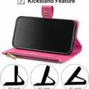 Antsturdy for Samsung Galaxy S8 Wallet Case with Card Holder Women Men,Galaxy S8 Phone Case RFID Blocking PU Leather Flip Shockproof Cover Wrist Strap Zipper Credit Card Slots,Hot Pink