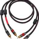 RCA Cable, 2RCA Male to 2RCA Male Stereo Audio Cables Hi-Fi Sound Braided RCA Stereo Cable for Home Theater, HDTV, Amplifiers, Hi-Fi Systems, Car Audio, Speakers (2M(6.6FT))