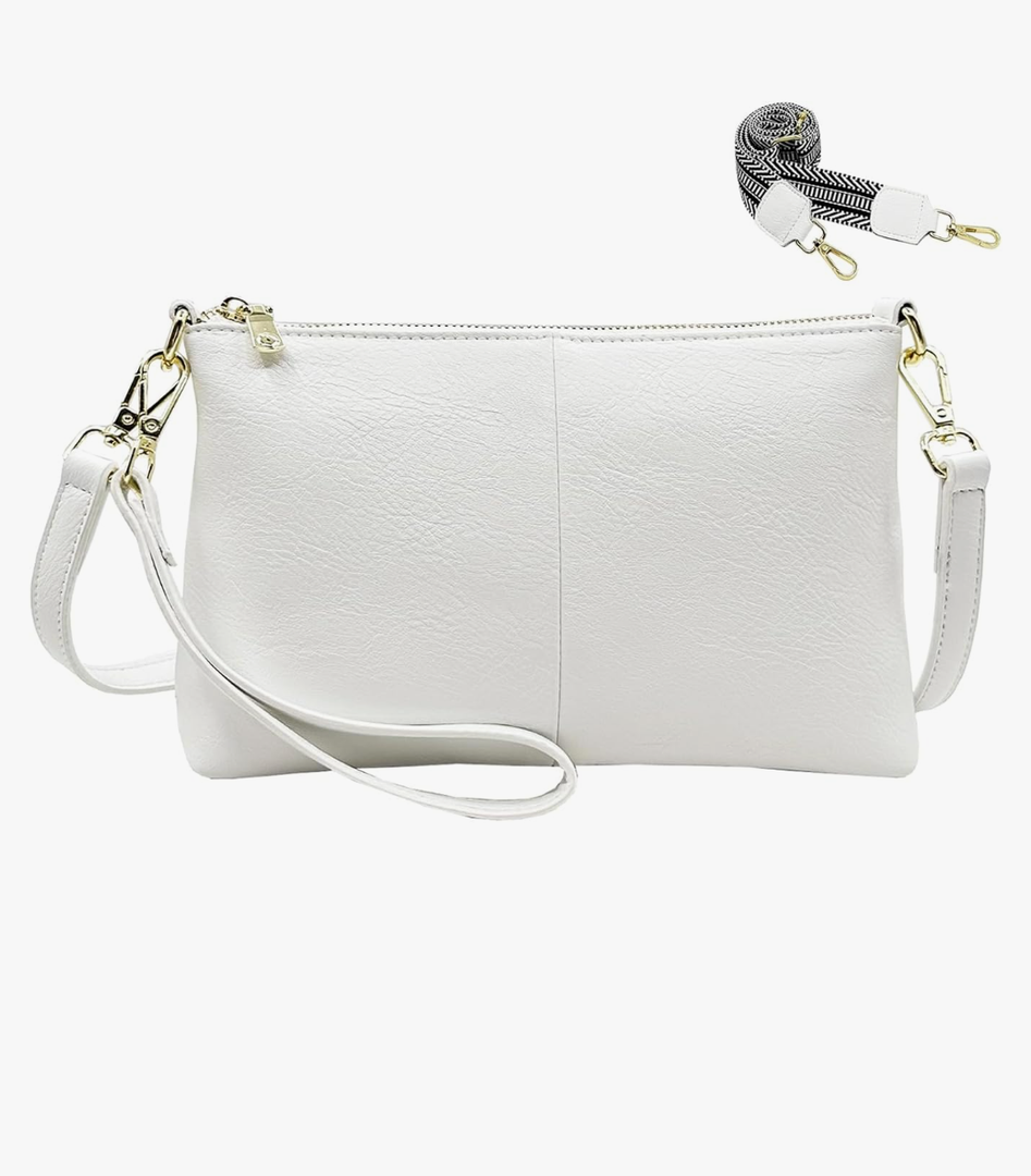 Small Crossbody Clutch Purses Bags for Women Wristlet Wallet Vegan Shoulder Handbags Guitar Strap + Leather Strap