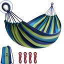 Camping Hammock Comfortable Fabric Hammocks with Tree Straps for Travel Patio Garden, Hanging Sturdy Indoor/Outdoor Hammock Up to 660lbs Portable Hammocks with Travel Bag (Green)