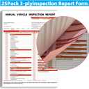 Annual Vehicle Inspection Report Form and Label, 25-Pack 3-Layer Vehicle Inspection Forms, 2-Ply Annual Adhesive Vinyl Label