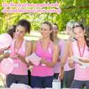 Berlune 100 Pcs Breast Cancer Pink Ribbon Lanyards Breast Cancer Awareness Neck Lanyards with Badge Clip for Men Women