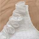 Floerns Women's Plus Size One Shoulder Ruffle Trim Tank Top Textured Asymmetrical Going Out Tops (White, XXXL)
