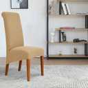 Deisy Dee Stretch XL/Oversized Soft Spandex Extra Large Dining Room Chair Covers for Kitchen DiningRemovable Washable Chair Protectors Slipcovers (Khaki, 2)