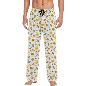 Fest Beer Pretzels Sausages Mens Pajama Pants Lounge Men's Pajama Bottoms Soft Sleep Pants With Pockets L