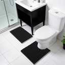 Yimobra Bathroom Rugs Non Slip Washable 32x20 Inch - Ultra Soft Absorbent Chenille Bath Mat, Quick Dry Shaggy Floor Carpet for Tub Shower, Black Home Decor Accessories