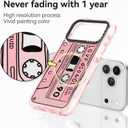 for iPhone 17 Pro Case Cute - Military-Grade 20 ft Drop Protection Shockproof Phone Case - Funny Cassette Tape Design (6.3") Glitter Pink