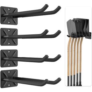 Ultrawall Garage Storage Hooks, Heavy Duty Steel Tool Organizer, 12.4 Inch Wall Mount Hangers Racks for Car Tires, Ladders, Chairs, Ropes and Garden Tools, 4 Pack