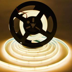 COB LED Strip Lights, Dimmable AC110V-130V 16.4ft Super Bright 30000LM Waterproof 1200 LED Ribbon, 2 Times Brightness Than 12V COB LED Strip Lights, Warm White 3000K